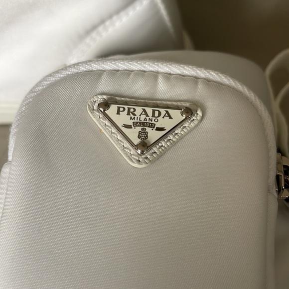 Prada Re-nylon white sneaker trainer flats with removable pouch sz 37.5 - Picture 6 of 12